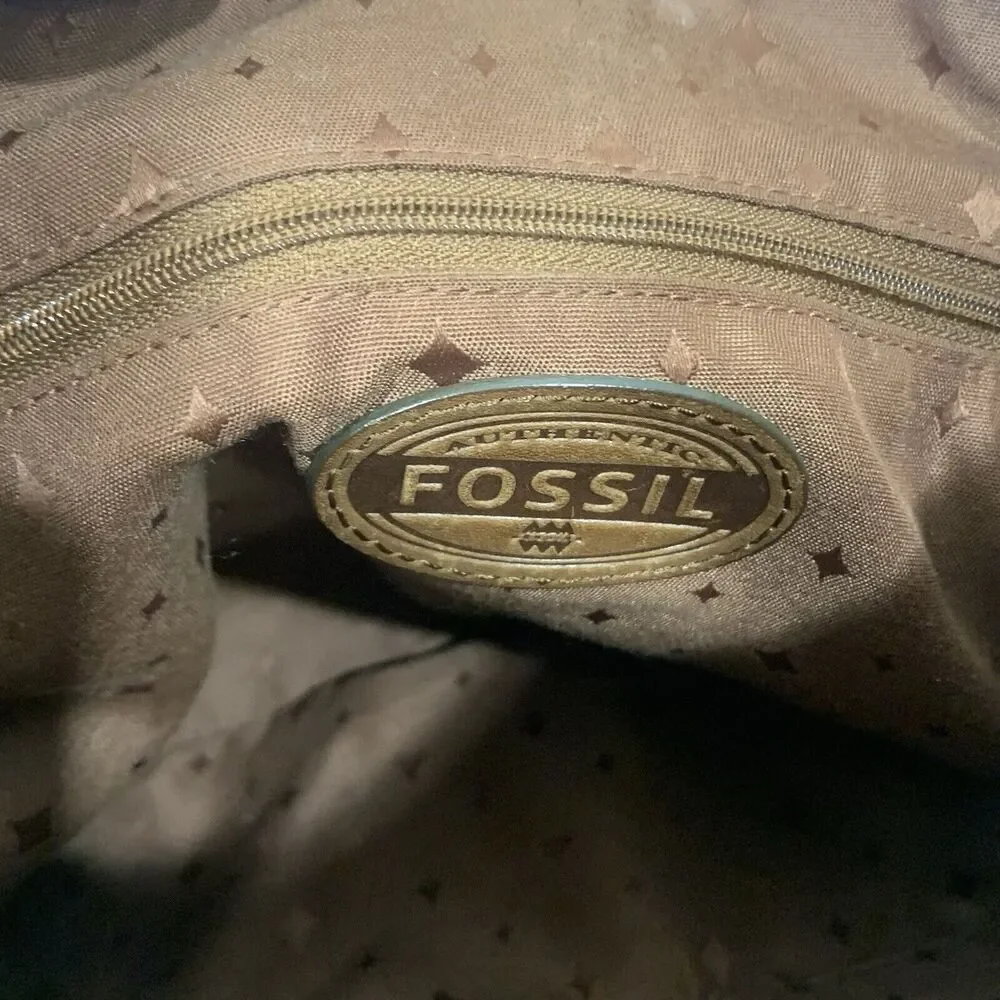 Fossil Explorer Crossbody Purse Teal Leather With 3 Zippers Purse
